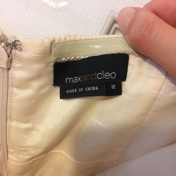 Max & Cleo Strapless Cream and Gold Cocktail Dress - Picture 5 of 5